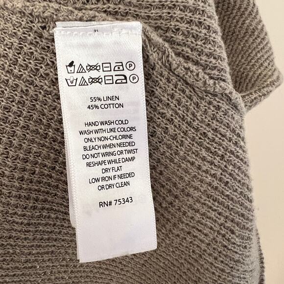 Max Studio Gray Crewneck Knit Pullover Sweater Back Buttons Linen Blend Size L - Picture 7 of 13